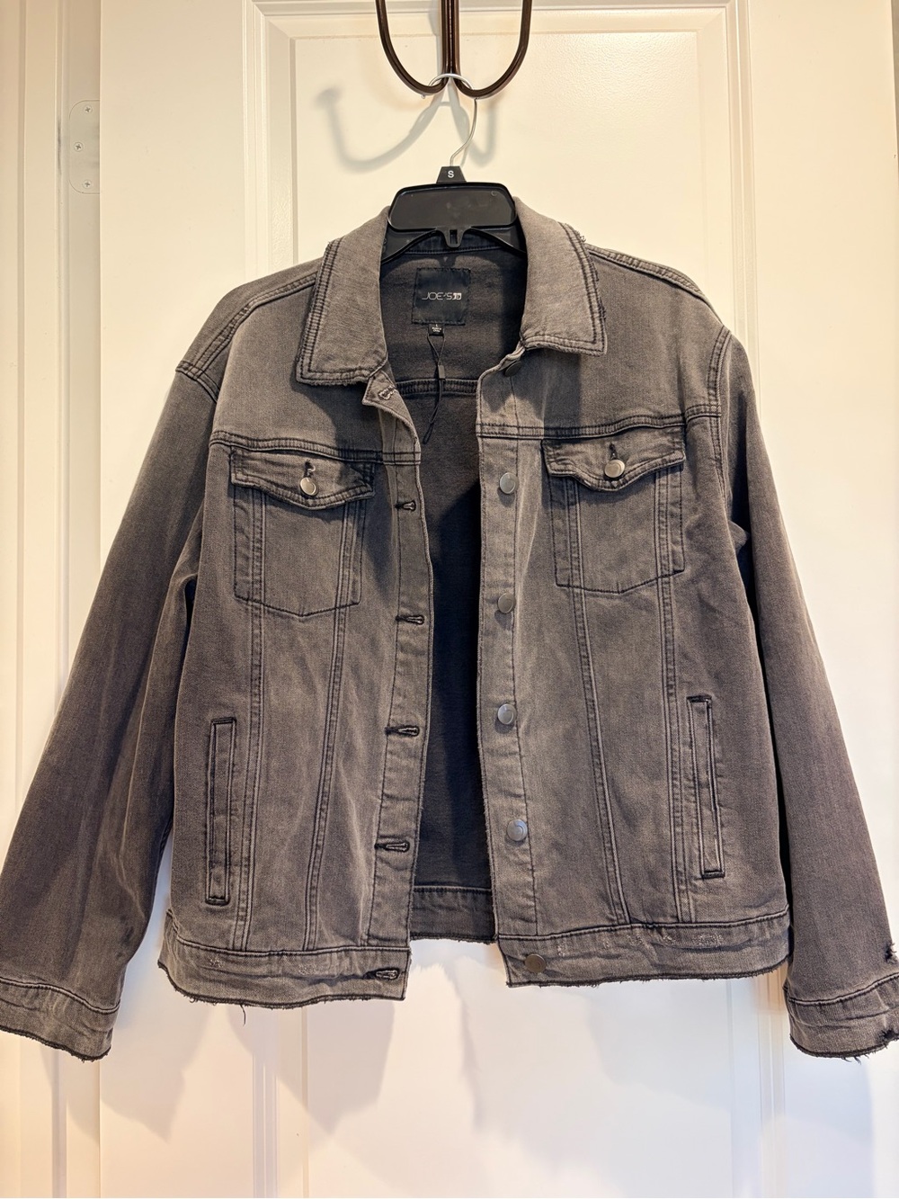 Joe's Jeans Women’s Washed Gray Denim Stretch Jacket Subtle Distressing size L